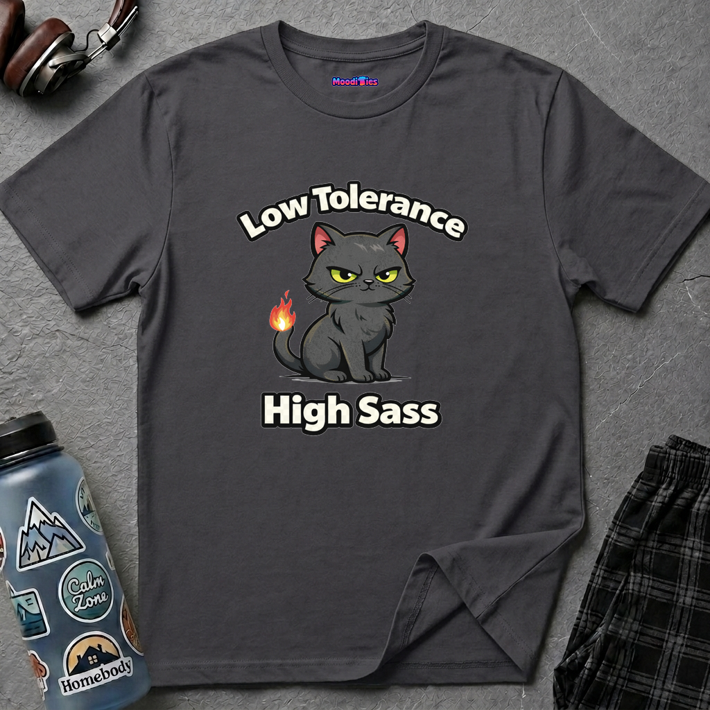 "Low Tolerance, High Sass" Black Cat T-Shirt