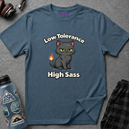 "Low Tolerance, High Sass" Black Cat T-Shirt
