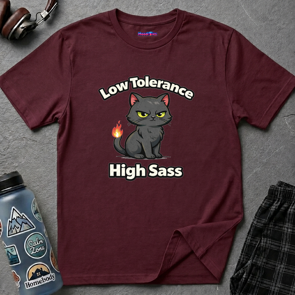 "Low Tolerance, High Sass" Black Cat T-Shirt