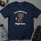 "Low Tolerance, High Sass" Black Cat T-Shirt