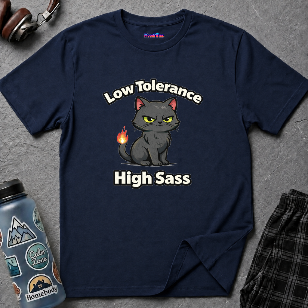 "Low Tolerance, High Sass" Black Cat T-Shirt