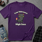 "Low Tolerance, High Sass" Black Cat T-Shirt