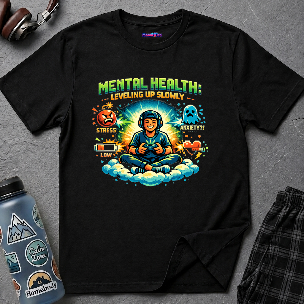 "Mental Health: Leveling Up Slowly" Retro Gamer T-Shirt