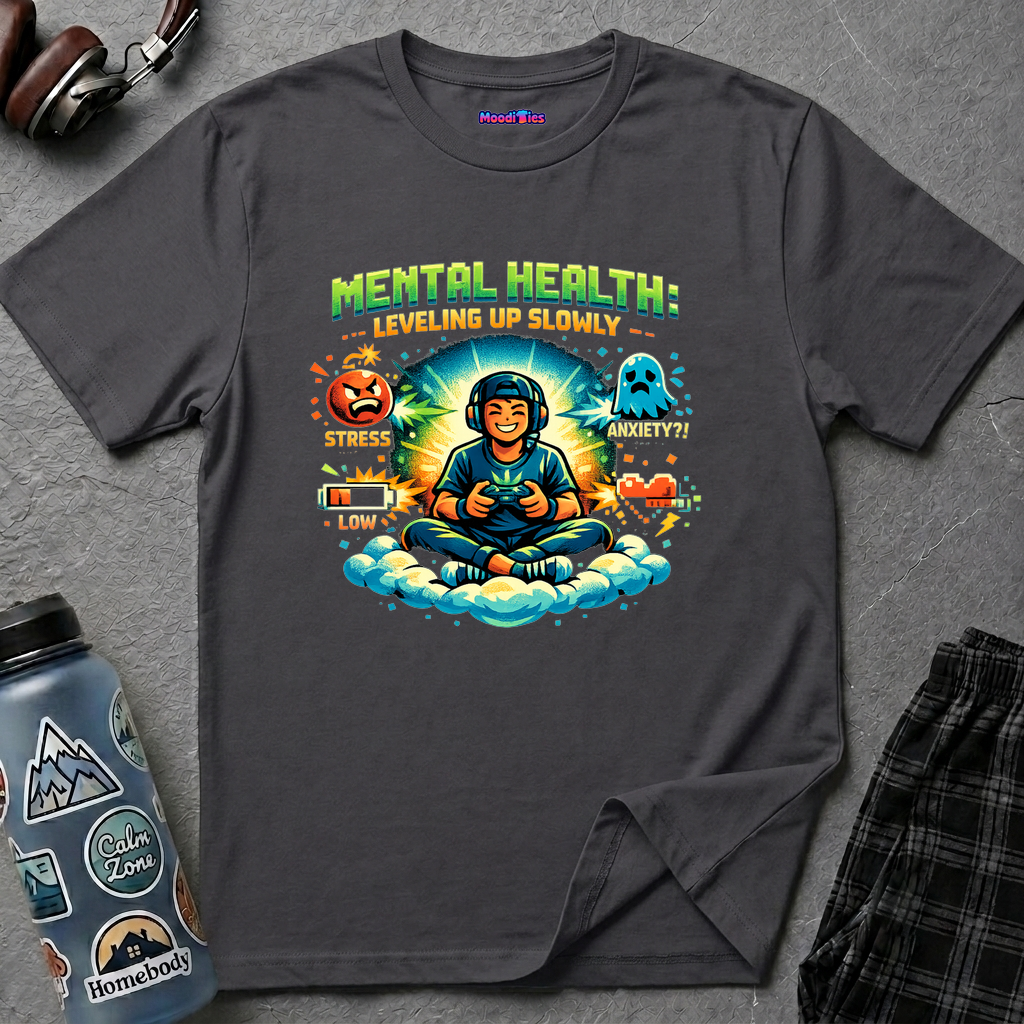 "Mental Health: Leveling Up Slowly" Retro Gamer T-Shirt