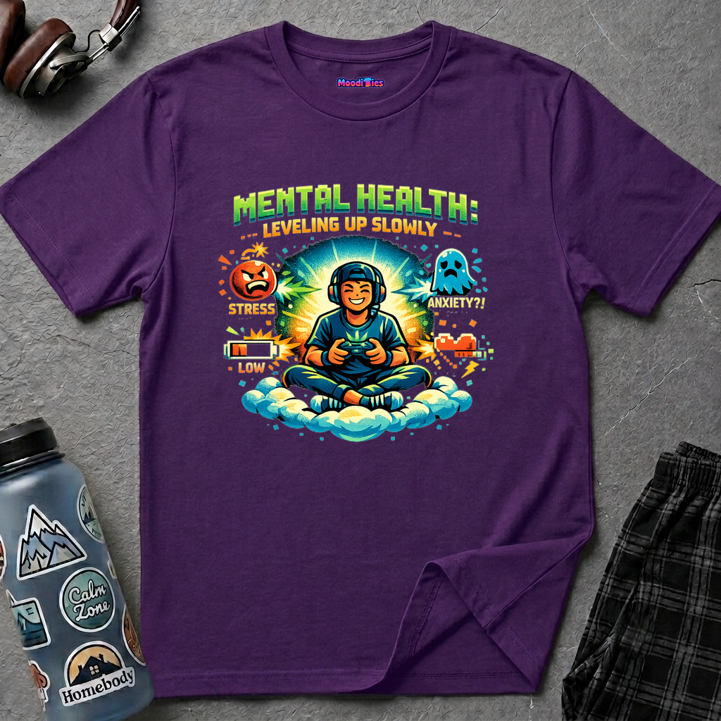 "Mental Health: Leveling Up Slowly" Retro Gamer T-Shirt