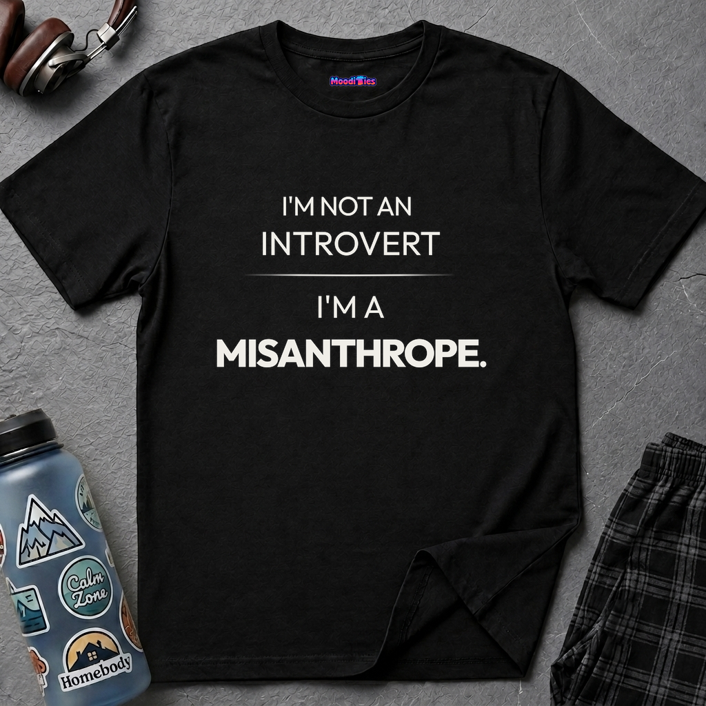 Bold white sans-serif block text centered, clean layout, exact phrase: I'm Not An Introvert ... I'm A Misanthrope.