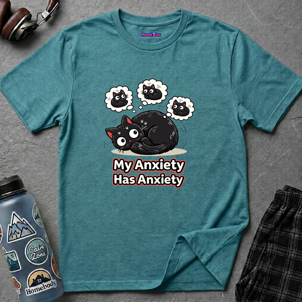 "My Anxiety Has Anxiety" Cute Anxiety Cat T-Shirt