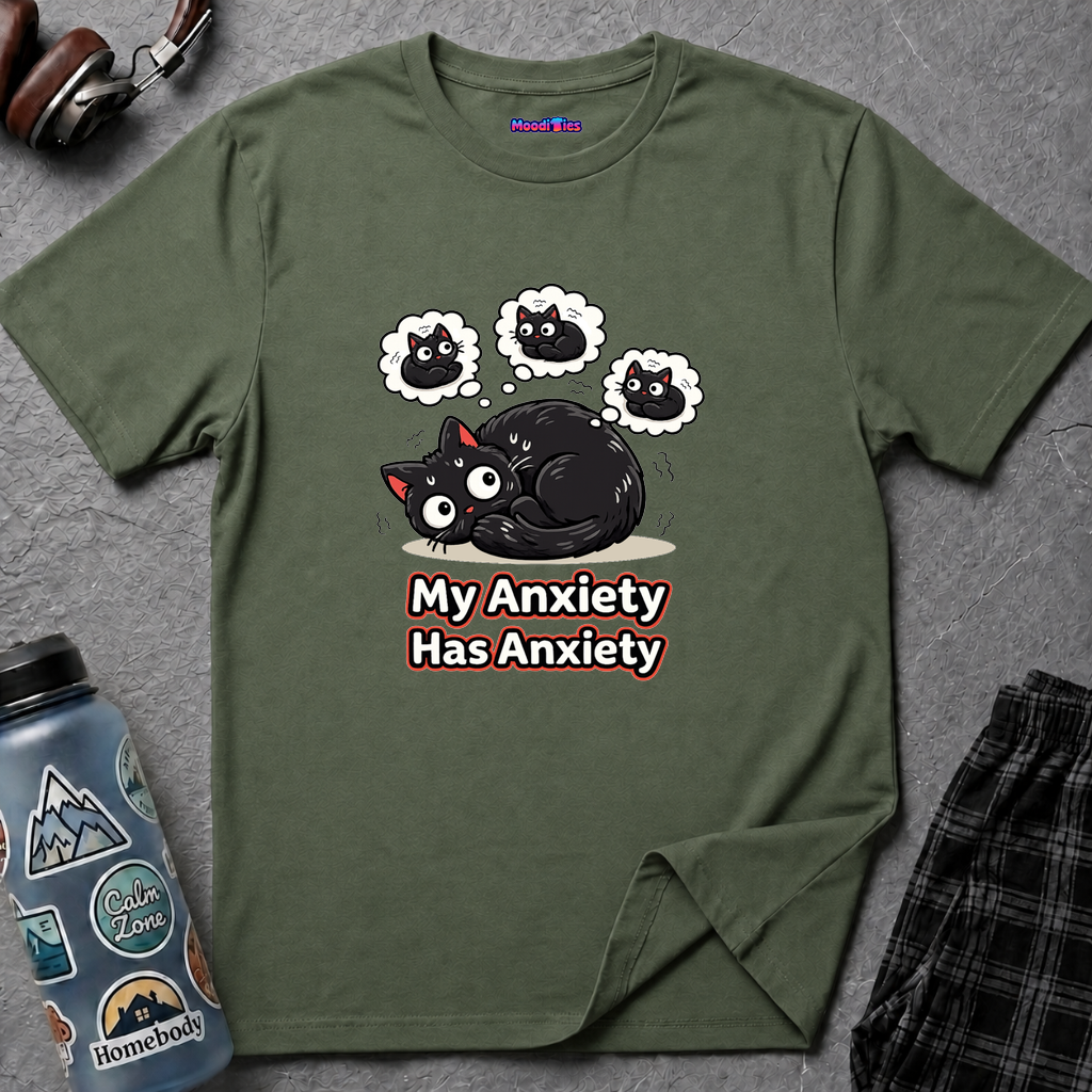 "My Anxiety Has Anxiety" Cute Anxiety Cat T-Shirt