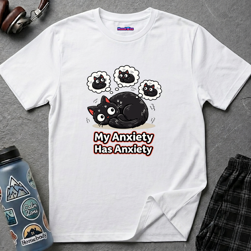 "My Anxiety Has Anxiety" Cute Anxiety Cat T-Shirt