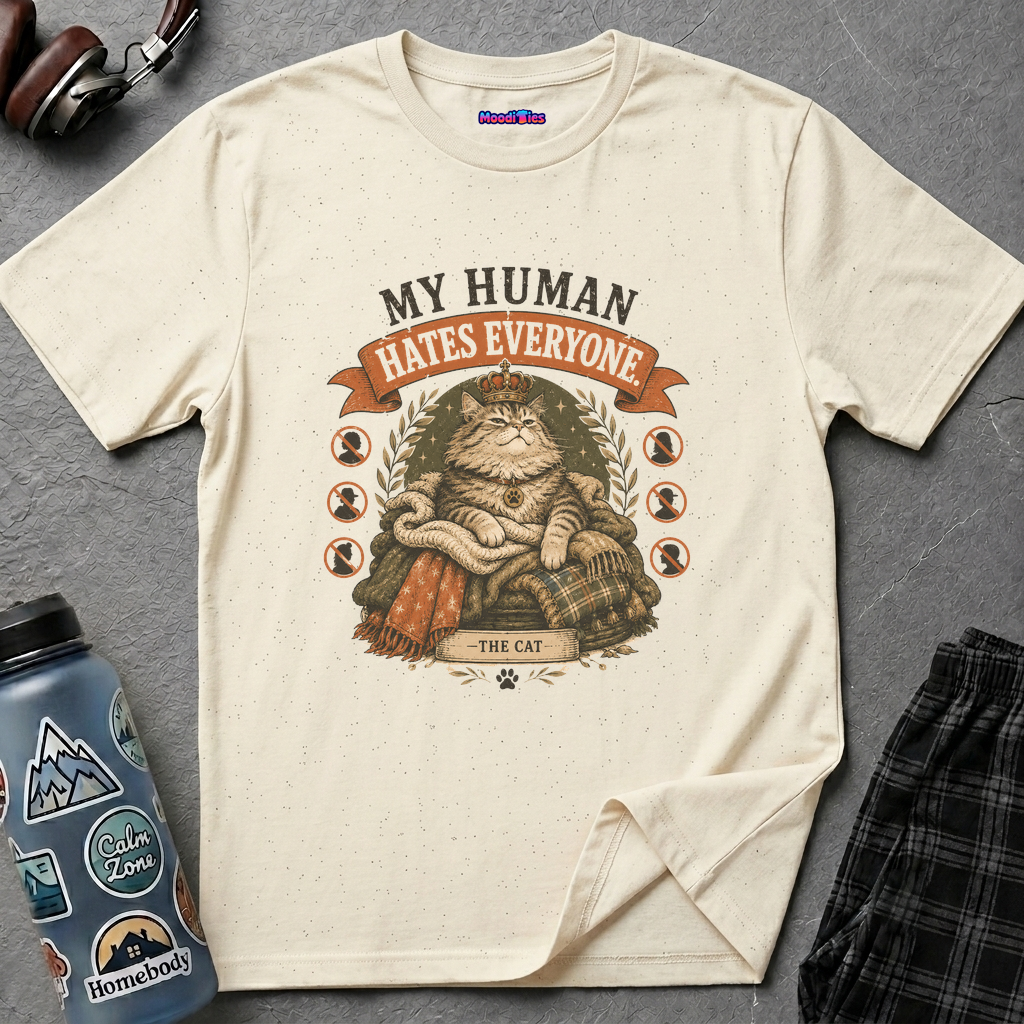 "My Human Hates Everyone." Smug Fat Cat T-Shirt