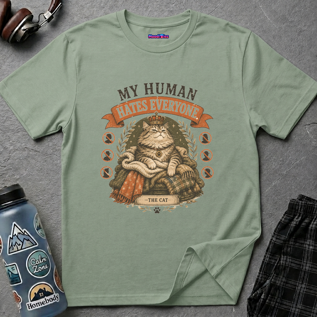 "My Human Hates Everyone." Smug Fat Cat T-Shirt