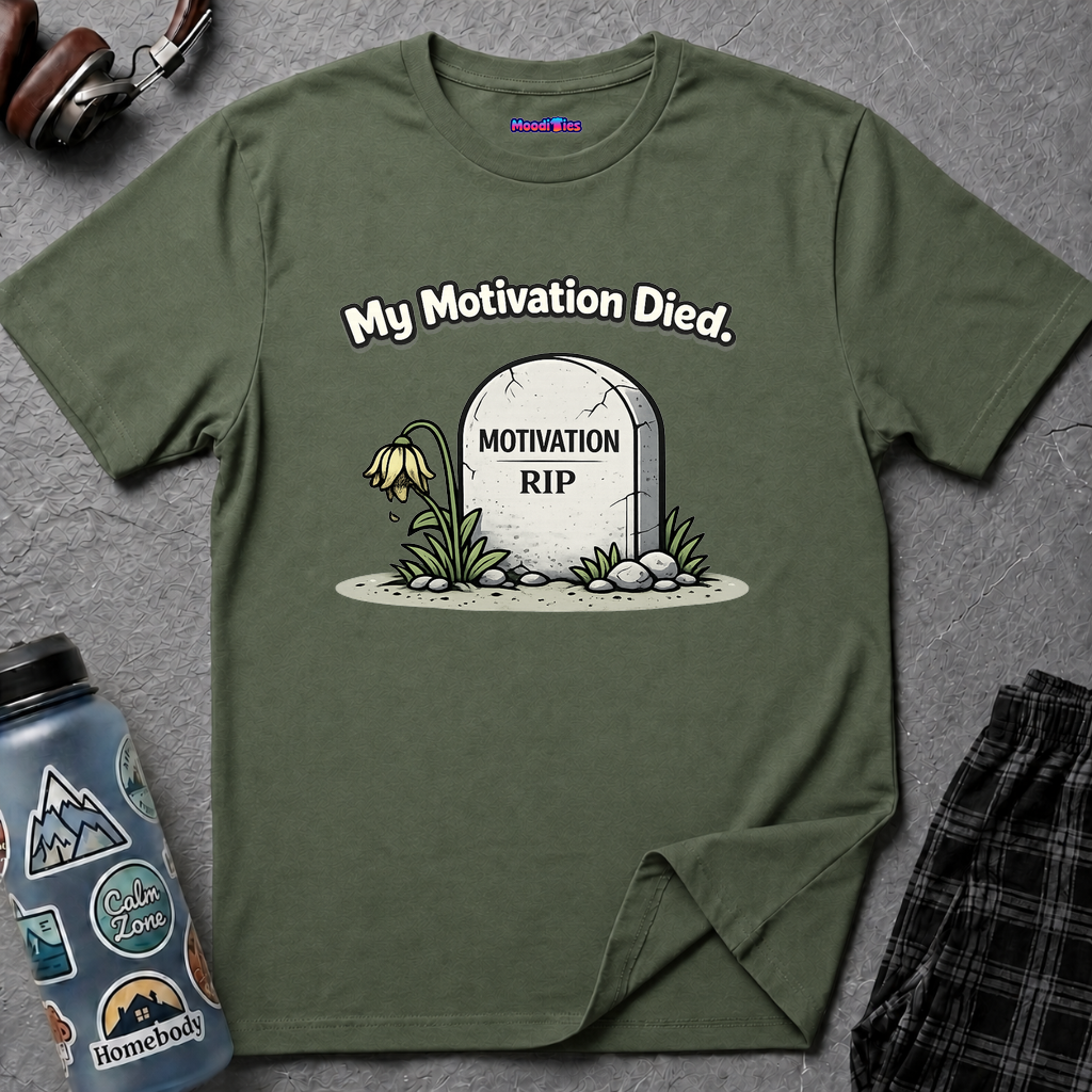 "My Motivation Died" Tombstone T-Shirt