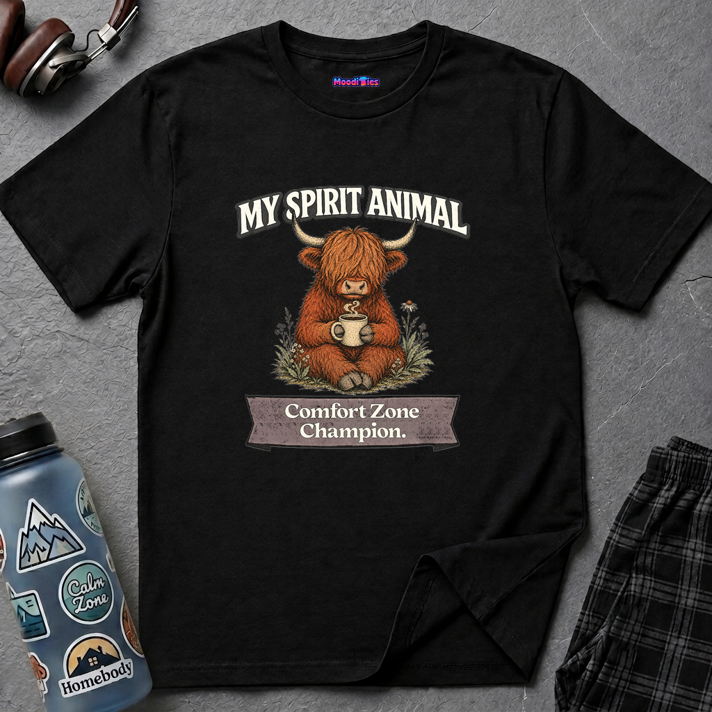 "My Spirit Animal: Highland Cow (Comfort Zone Champion)" T-Shirt