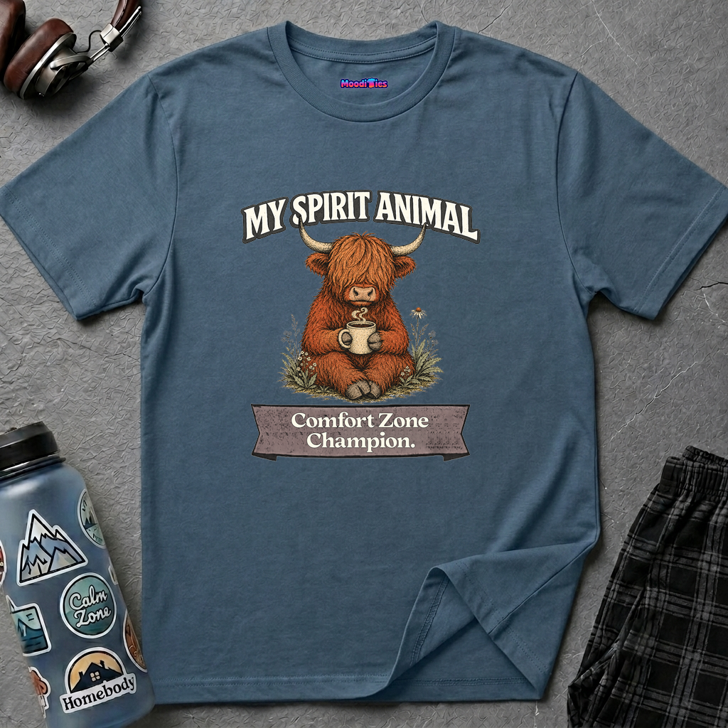 "My Spirit Animal: Highland Cow (Comfort Zone Champion)" T-Shirt