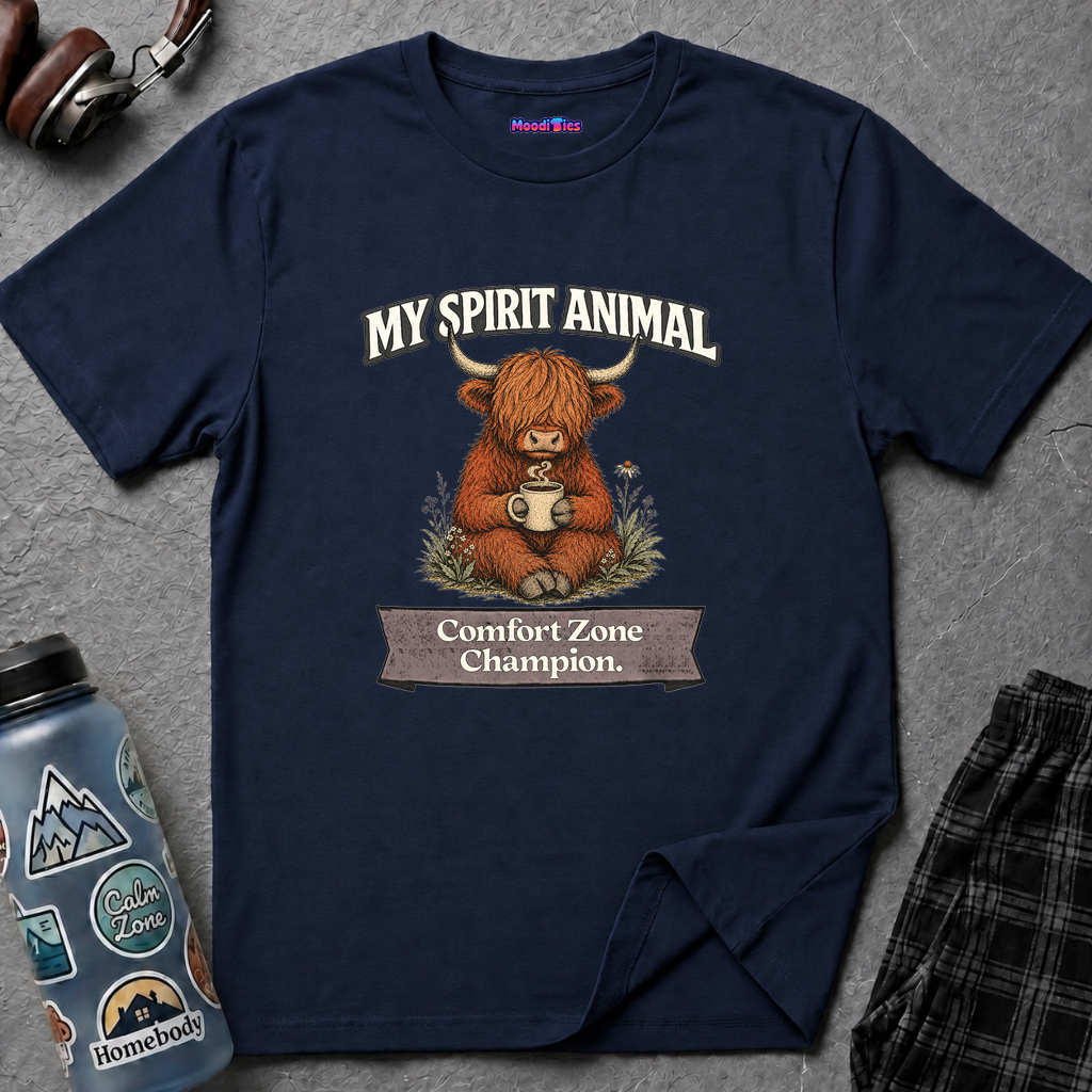 "My Spirit Animal: Highland Cow (Comfort Zone Champion)" T-Shirt