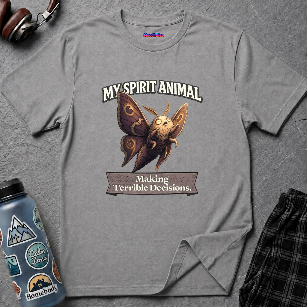 "My Spirit Animal: Moth (Making Terrible Decisions)" T-Shirt