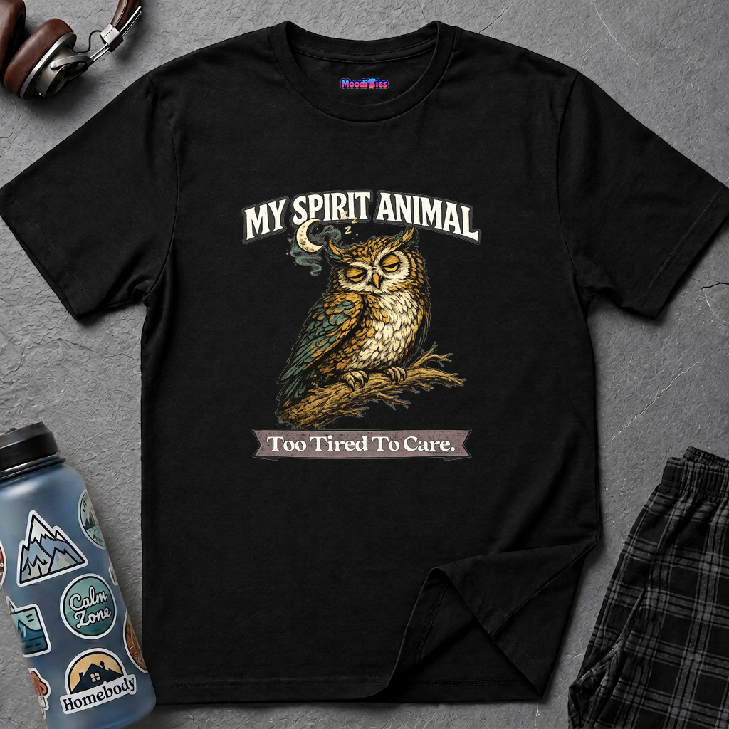 "My Spirit Animal: Owl (Too Tired To Care)" T-Shirt