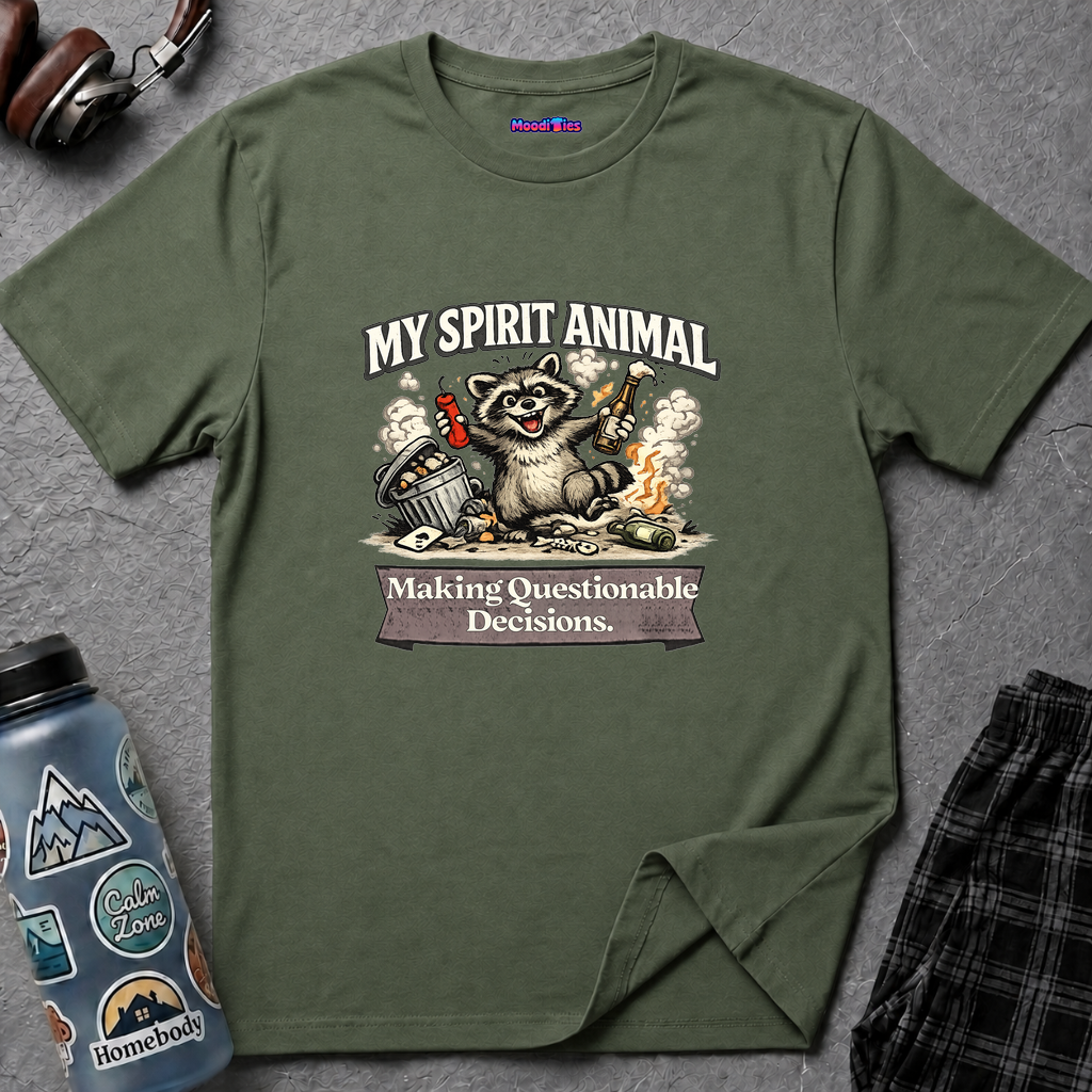 "My Spirit Animal: Raccoon (Making Questionable Decisions)" T-Shirt