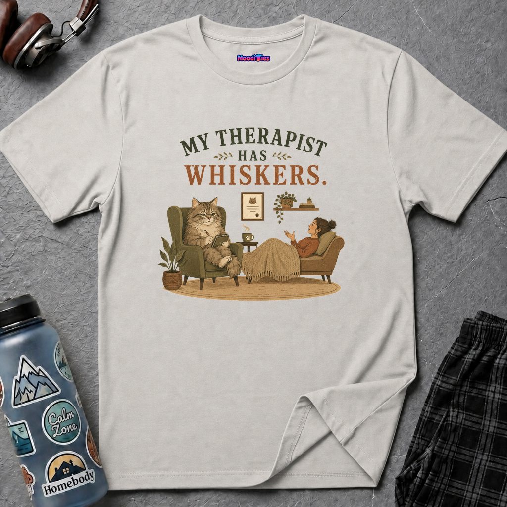 "My Therapist Has Whiskers." Therapy Cat T-Shirt
