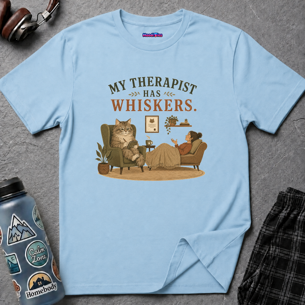 "My Therapist Has Whiskers." Therapy Cat T-Shirt