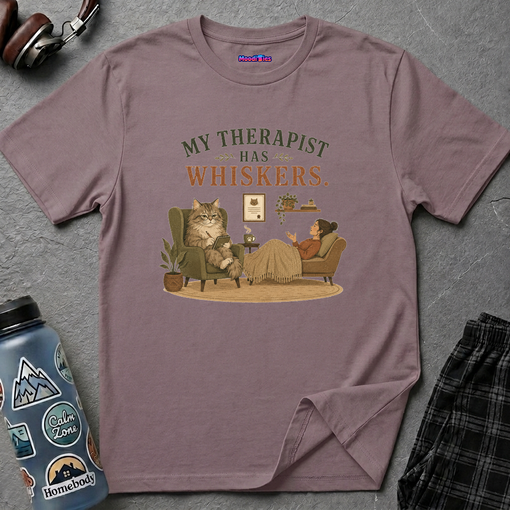 "My Therapist Has Whiskers." Therapy Cat T-Shirt