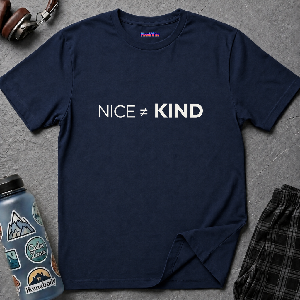 Text reading "Nice Not Equal To Kind" in a clean modern font.