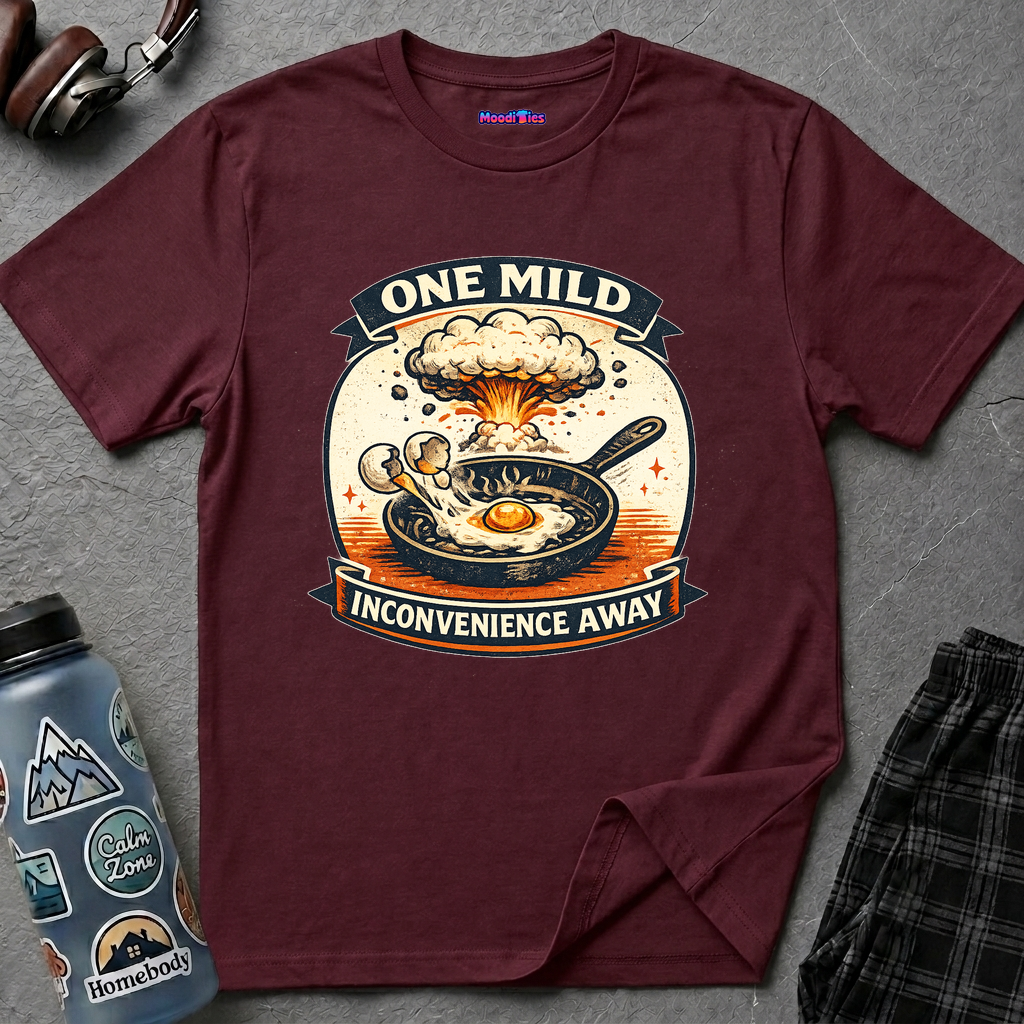 "One Mild Inconvenience Away" Frying Egg T-Shirt
