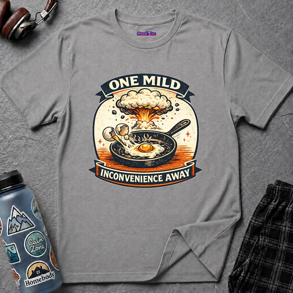 "One Mild Inconvenience Away" Frying Egg T-Shirt
