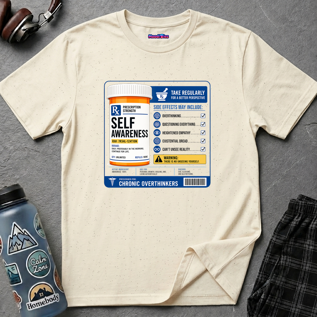 "Prescription Strength Self Awareness" Prescription Bottle T-Shirt
