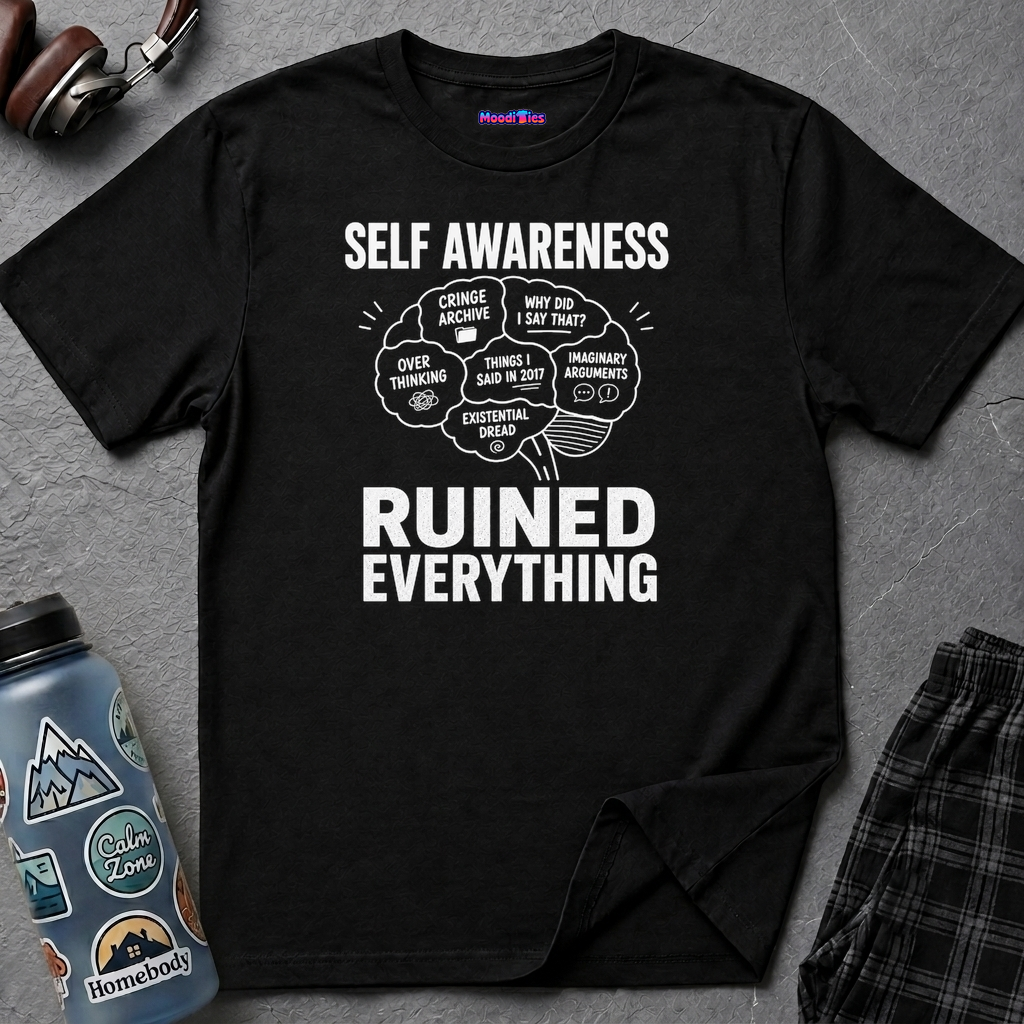 "Self-Awareness Ruined Everything" Brain Map T-Shirt
