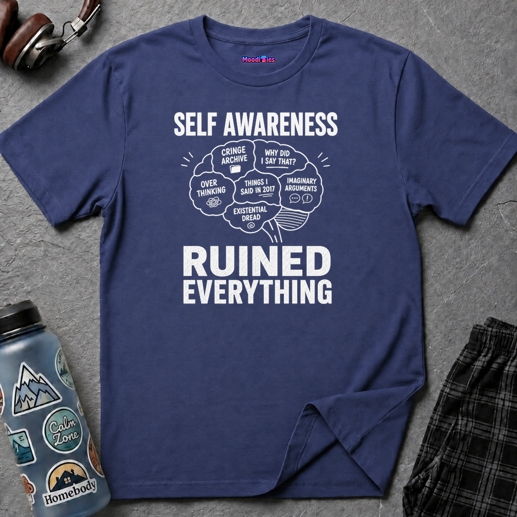 "Self-Awareness Ruined Everything" Brain Map T-Shirt