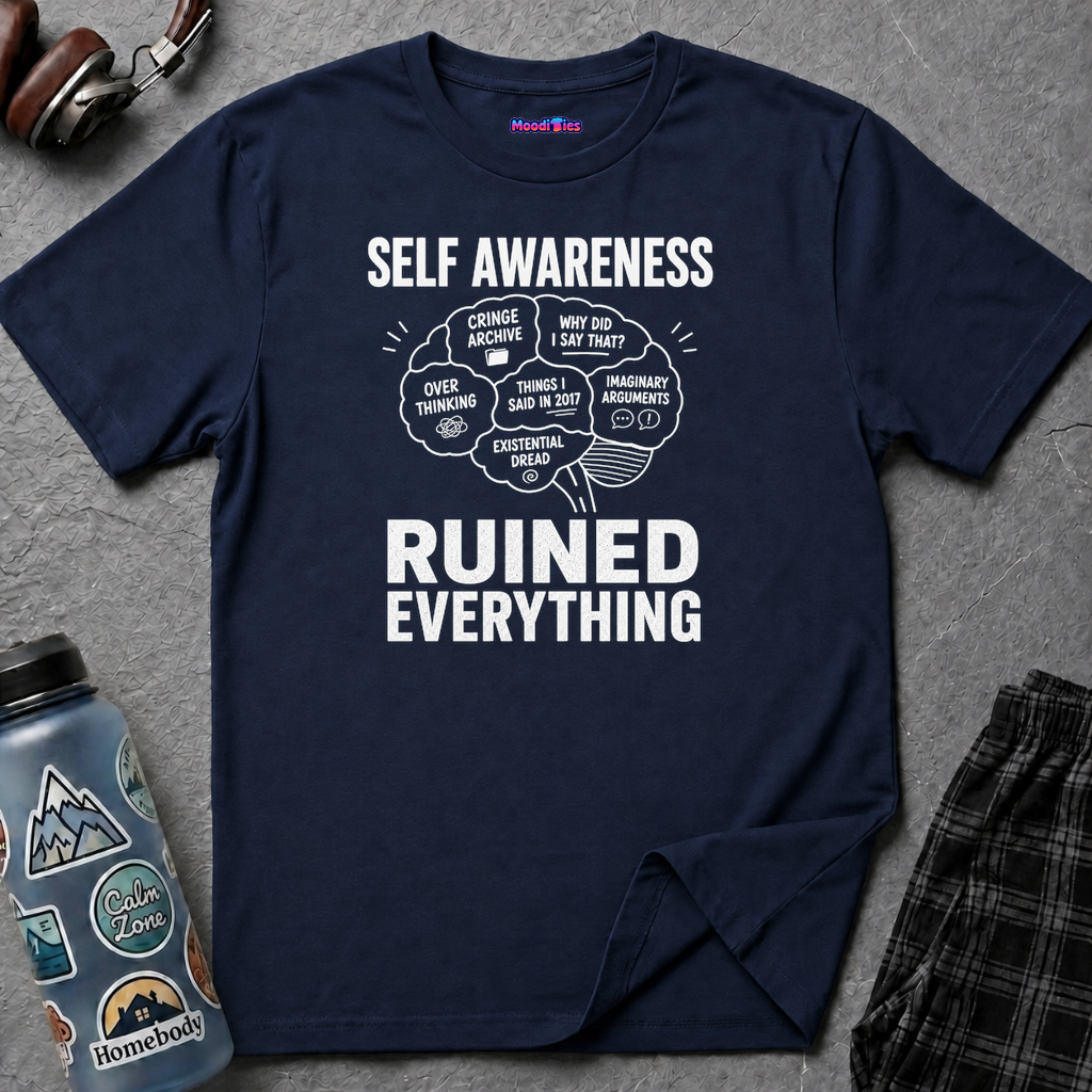 "Self-Awareness Ruined Everything" Brain Map T-Shirt