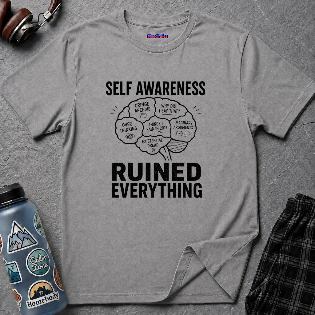 "Self-Awareness Ruined Everything" Brain Map T-Shirt