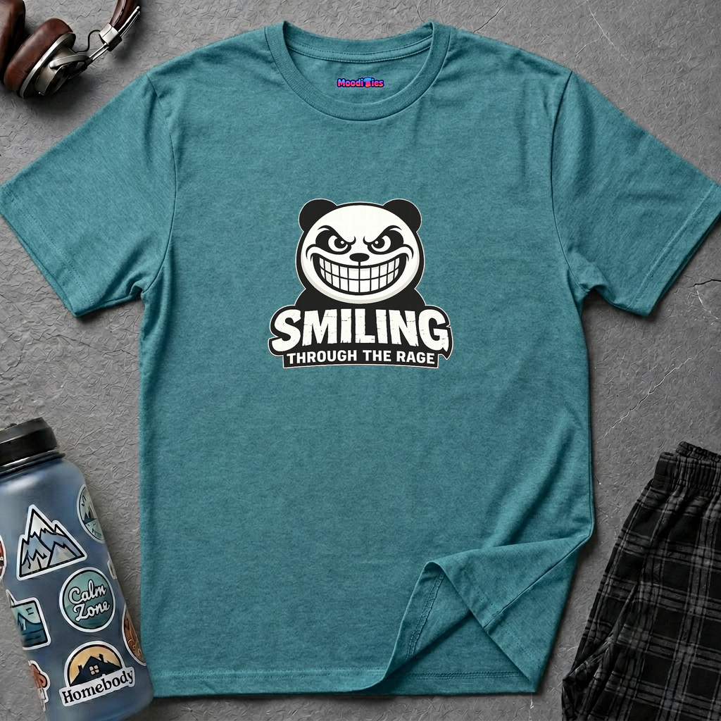 "Smiling Through The Rage" Fierce Grinning Panda T-Shirt