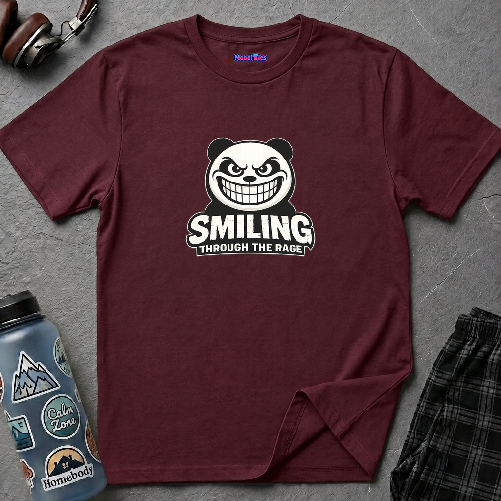 "Smiling Through The Rage" Fierce Grinning Panda T-Shirt