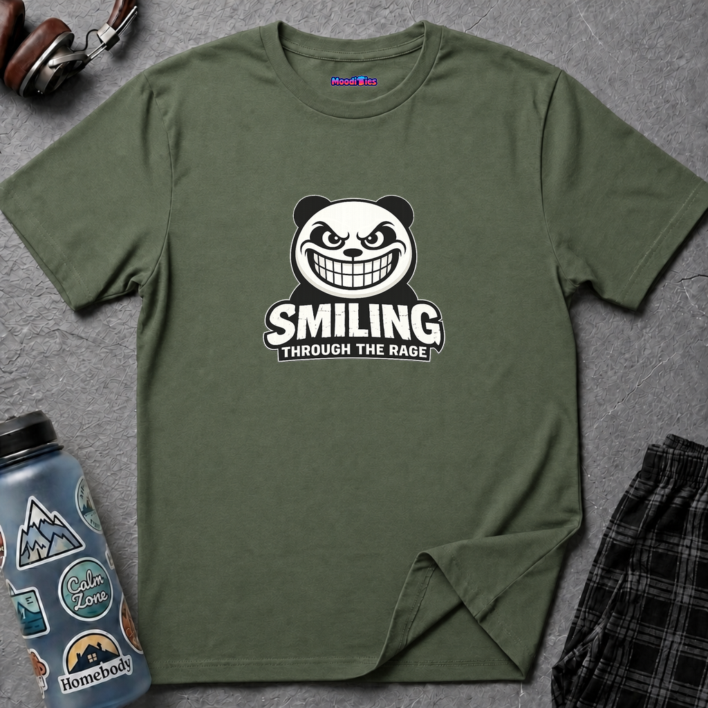 "Smiling Through The Rage" Fierce Grinning Panda T-Shirt