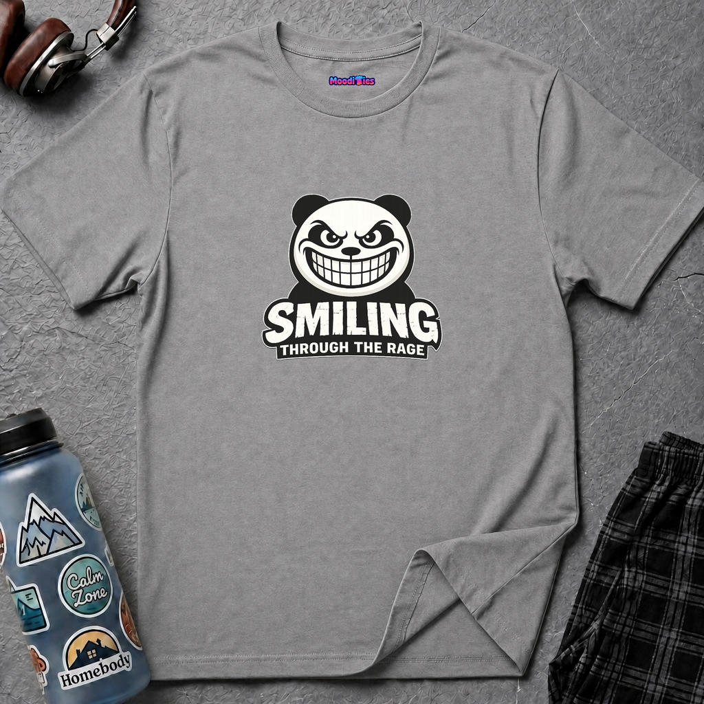 "Smiling Through The Rage" Fierce Grinning Panda T-Shirt