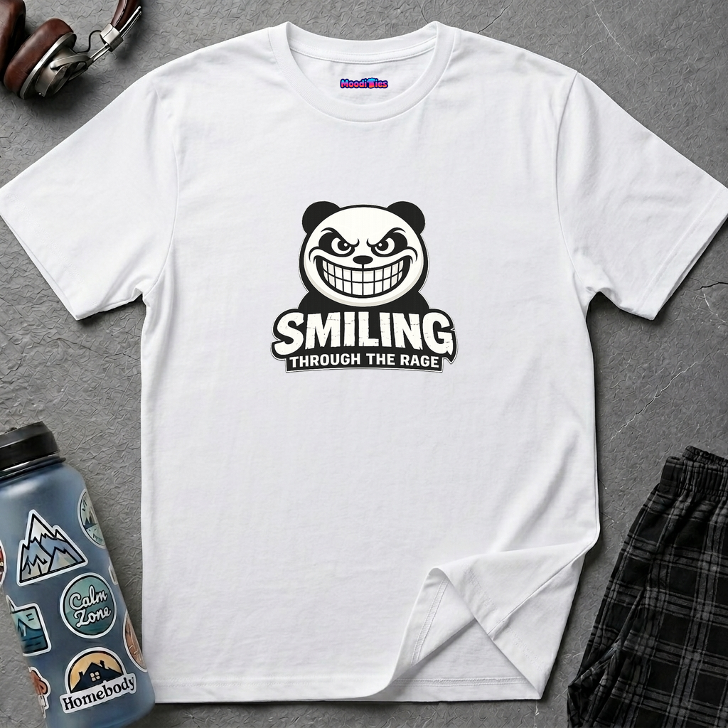 "Smiling Through The Rage" Fierce Grinning Panda T-Shirt