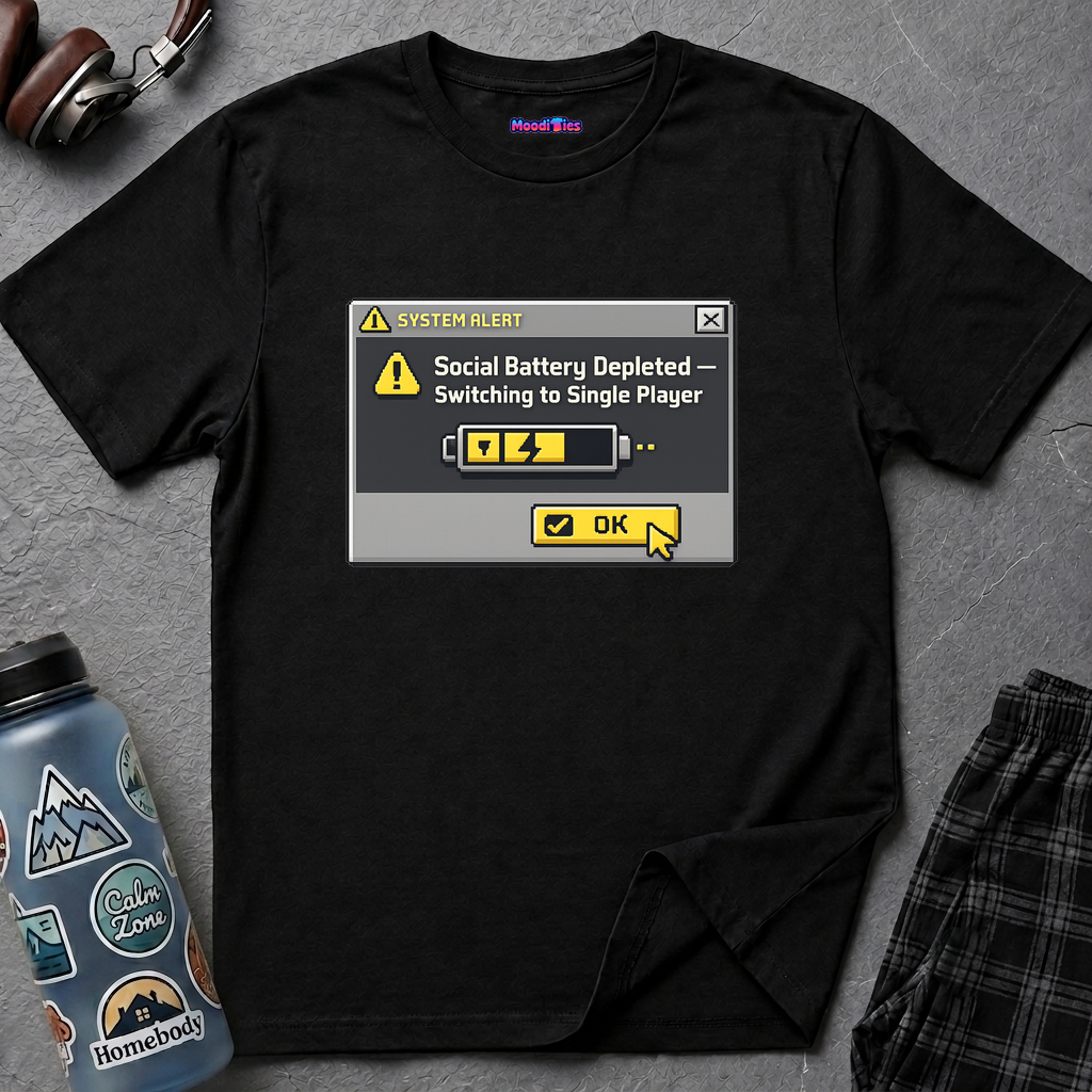 "Social Battery Depleted — Switching to Single Player." T-Shirt