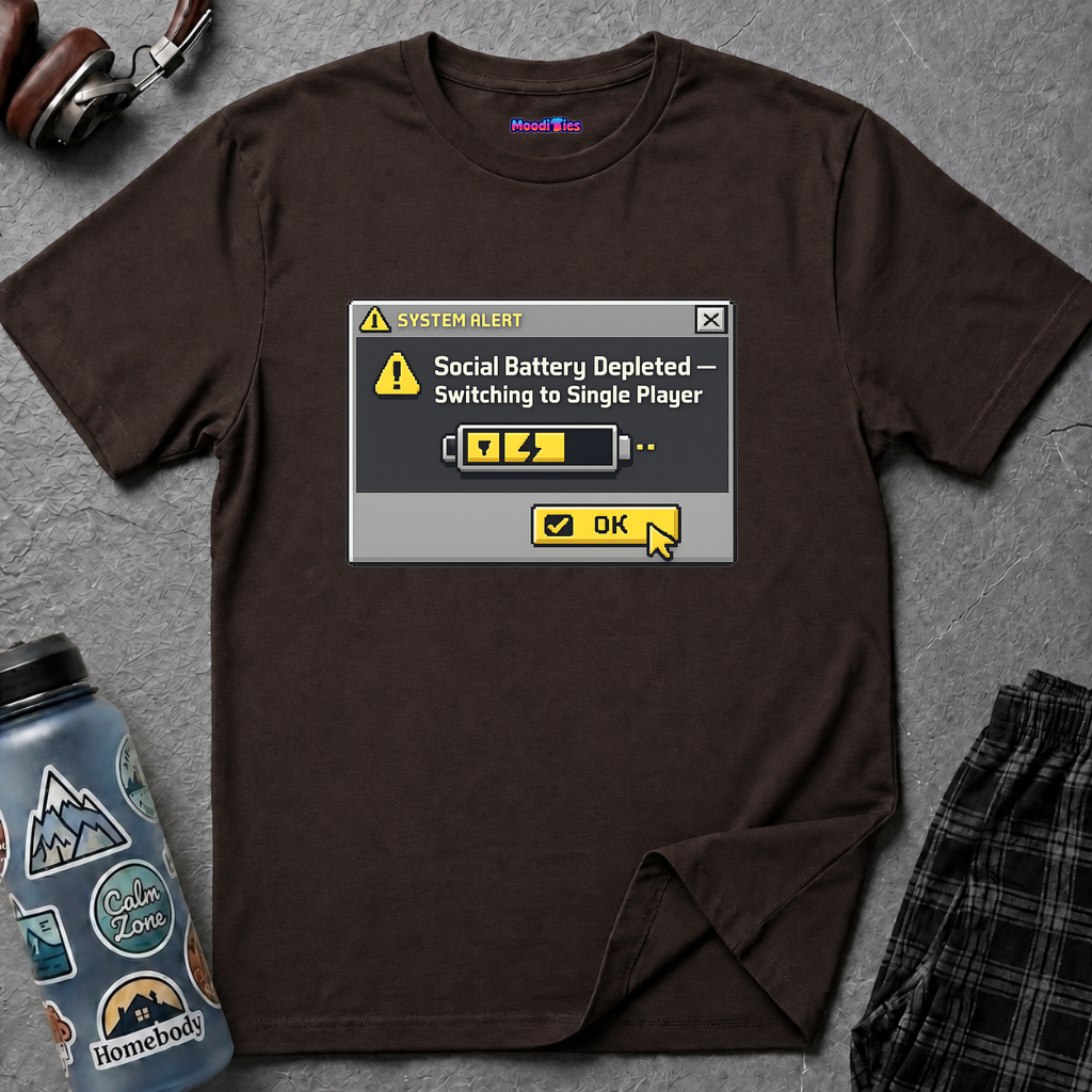 "Social Battery Depleted — Switching to Single Player." T-Shirt