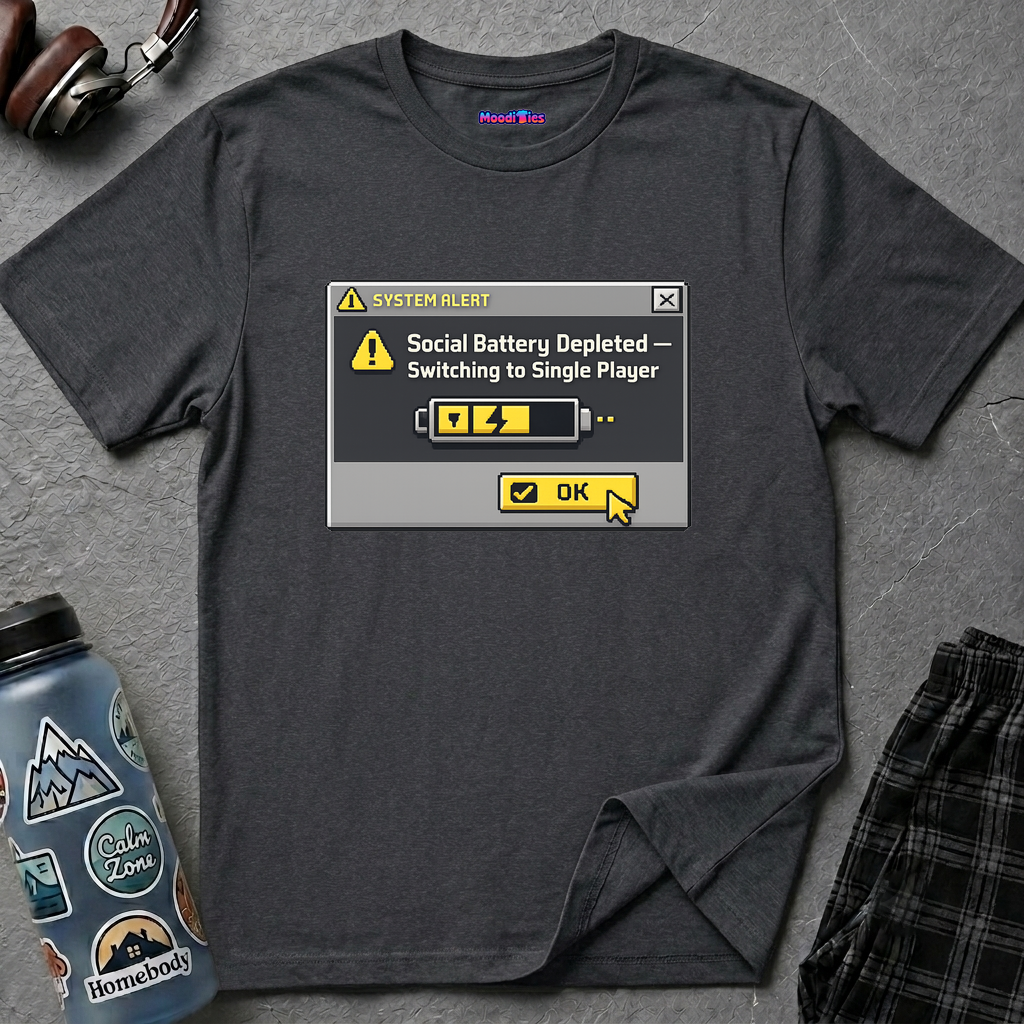 "Social Battery Depleted — Switching to Single Player." T-Shirt