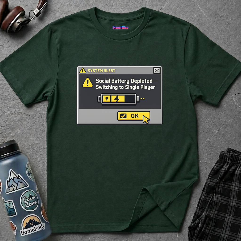 "Social Battery Depleted — Switching to Single Player." T-Shirt