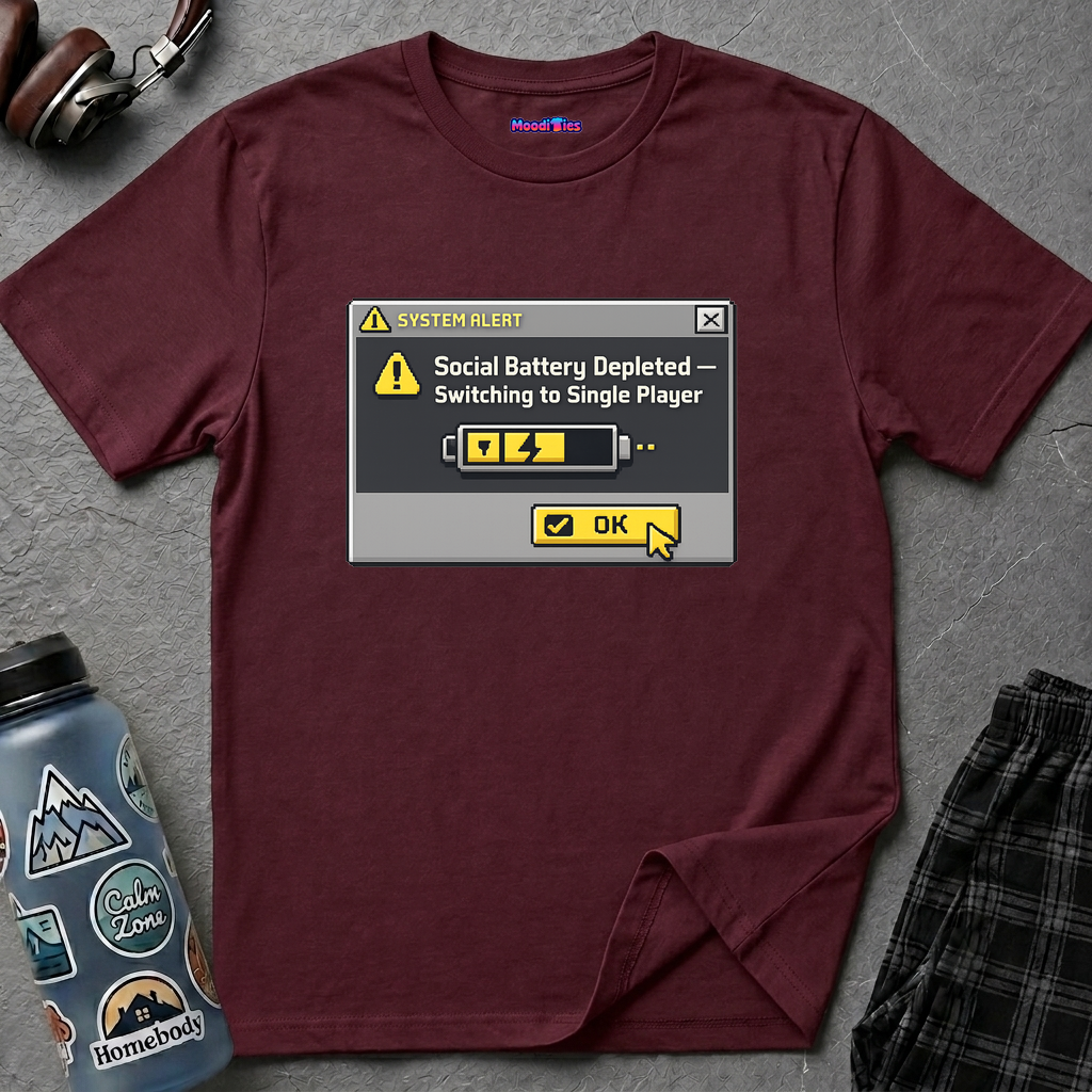 "Social Battery Depleted — Switching to Single Player." T-Shirt