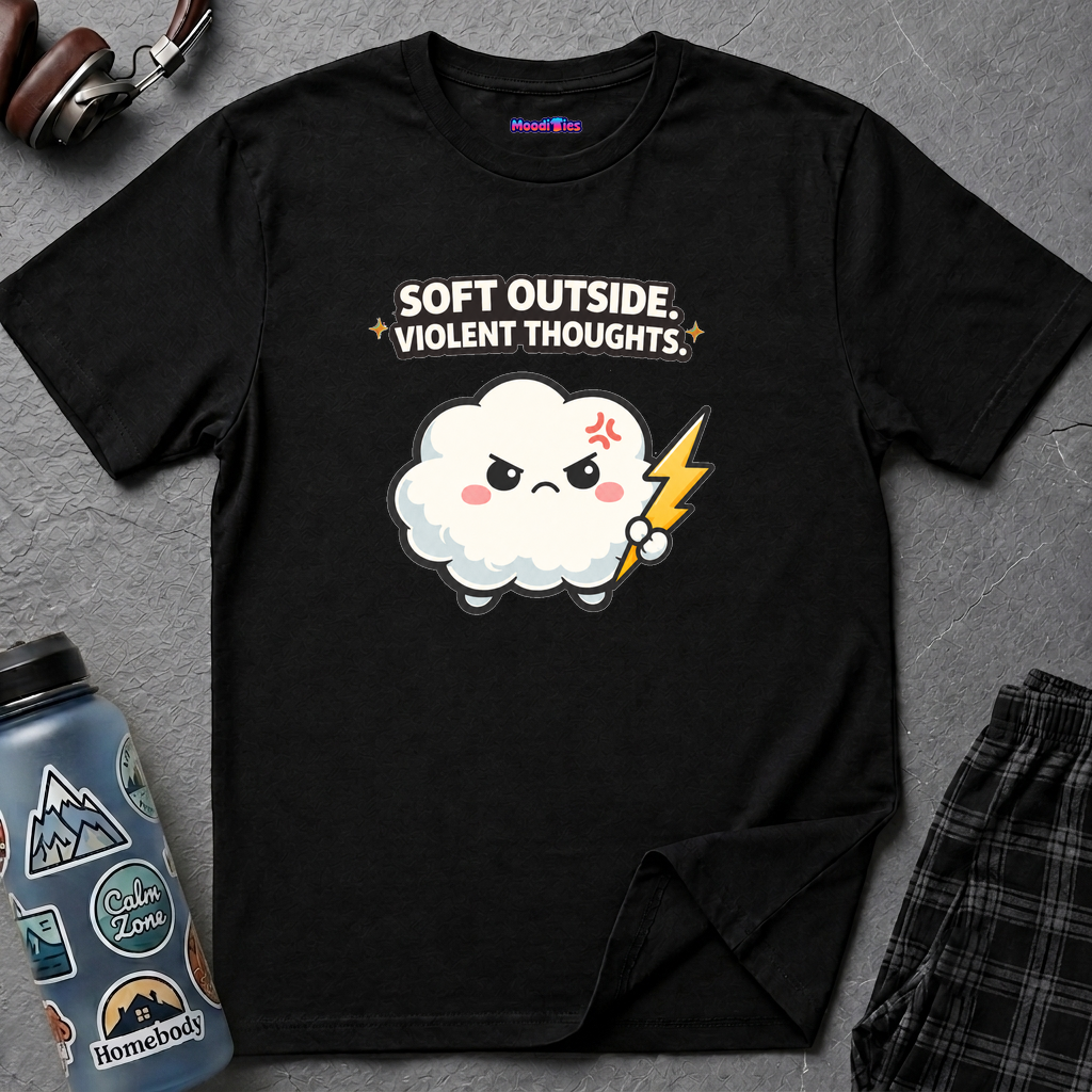 "Soft Outside. Violent Thoughts" Angry Cloud T-Shirt