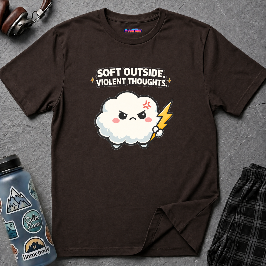 "Soft Outside. Violent Thoughts" Angry Cloud T-Shirt