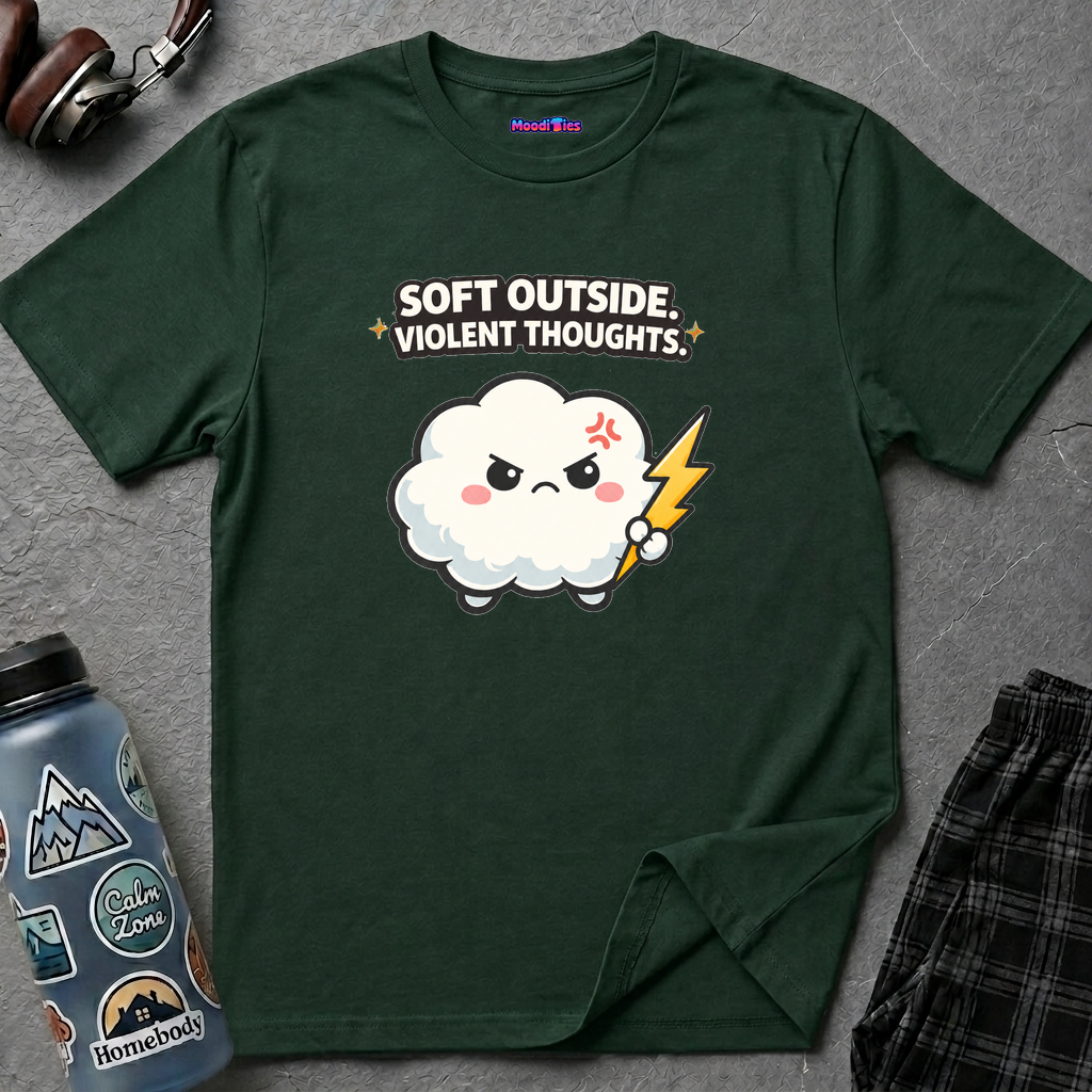 "Soft Outside. Violent Thoughts" Angry Cloud T-Shirt