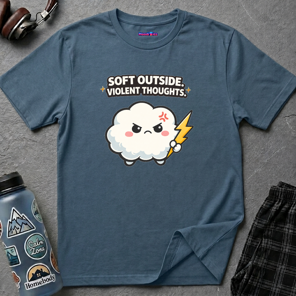 "Soft Outside. Violent Thoughts" Angry Cloud T-Shirt