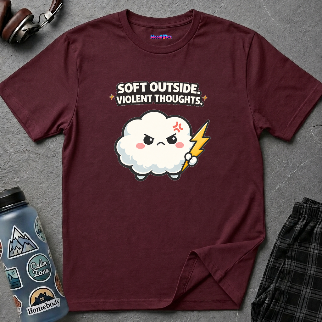 "Soft Outside. Violent Thoughts" Angry Cloud T-Shirt