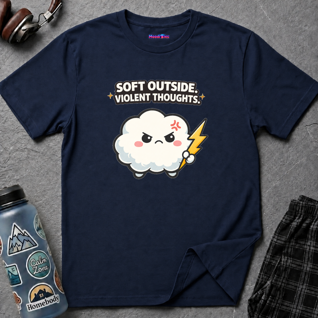 "Soft Outside. Violent Thoughts" Angry Cloud T-Shirt
