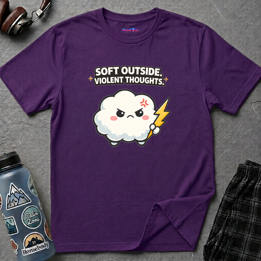 "Soft Outside. Violent Thoughts" Angry Cloud T-Shirt